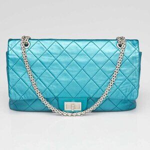 Chanel Turquoise 2.55 Reissue Quilted Classic Calfskin Leather 227 Jumbo Flap...